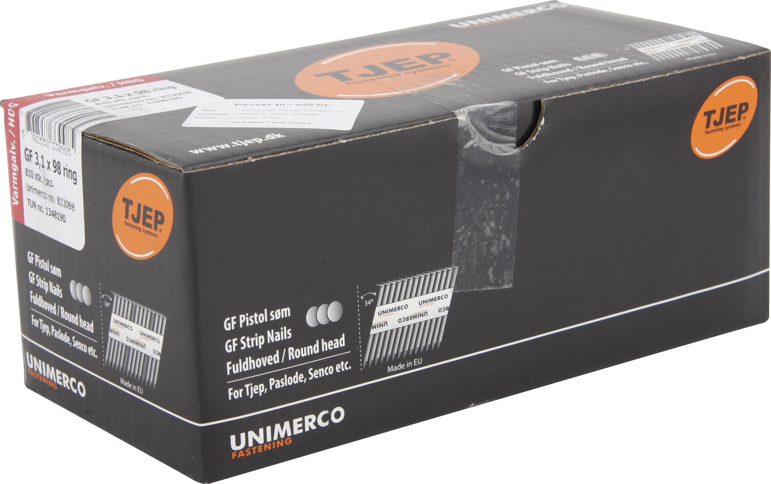 TJEP GF 31/98 Stripnagel Volledige Kop Ring 34° Thermisch Verzinkt, Handybox