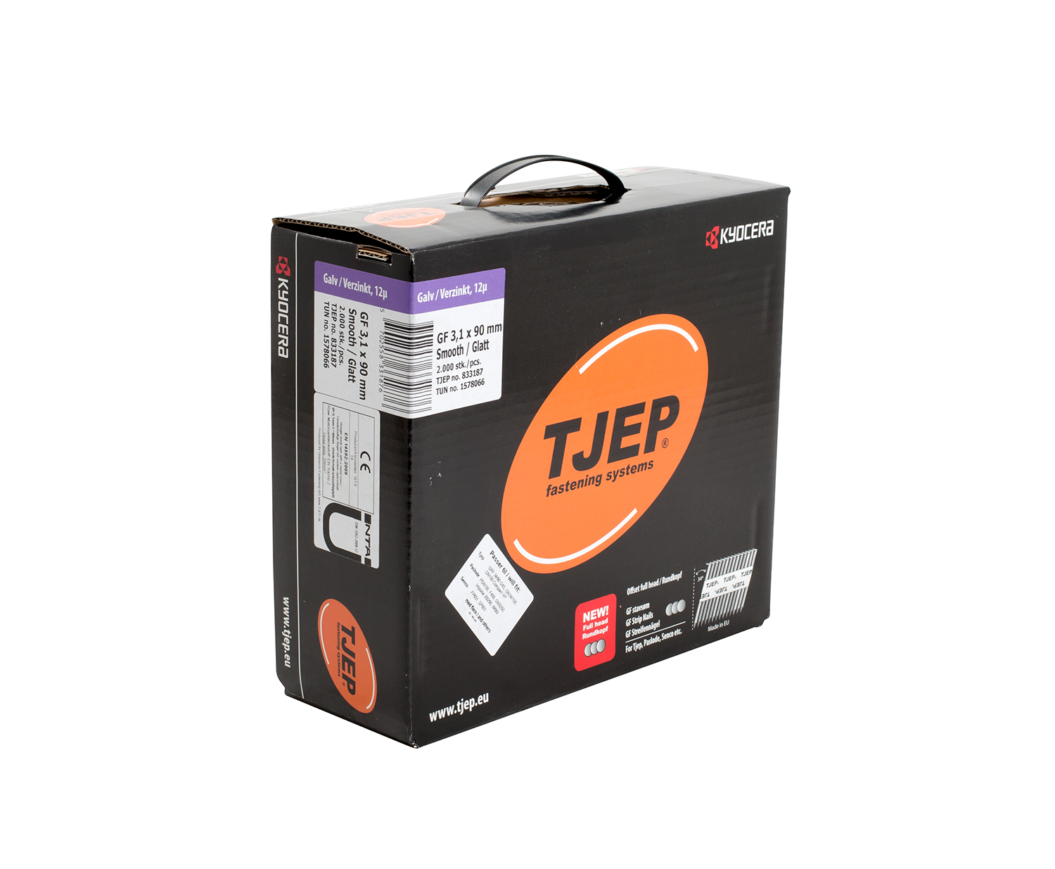 TJEP GF 31/90 Stripnagel Volledige Kop Glad 34° Verzinkt 12µ, Maxibox