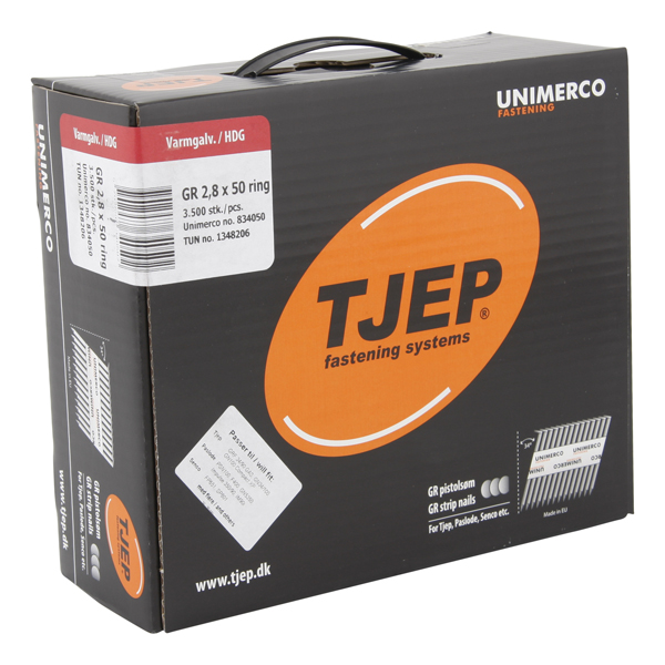 TJEP GR 28/50 Stripnagel D-Kop Ring 34° Thermisch Verzinkt, Maxibox