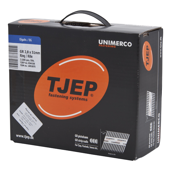 TJEP GR 28/51 Stripnagel D-Kop Ring 34° Verzinkt, Maxibox