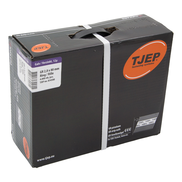 TJEP GR 28/80 Stripnagel D-Kop Ring 34° Verzinkt 12µ, Jumbobox