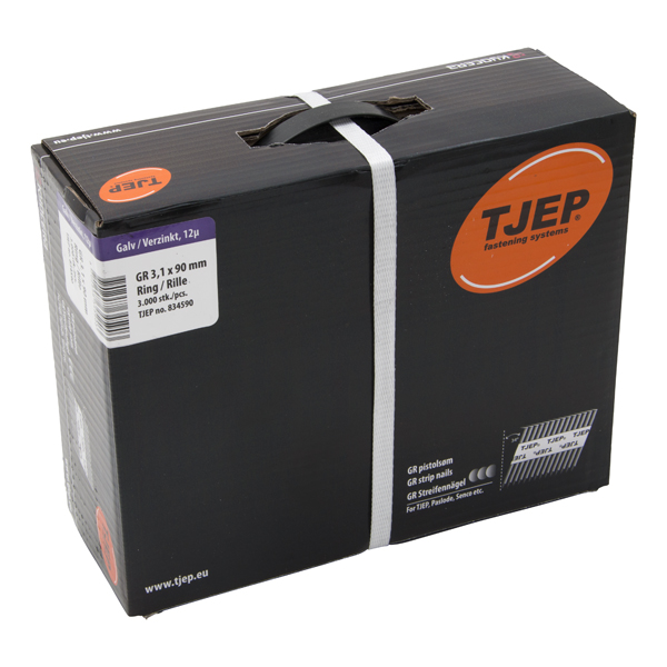 TJEP GR 31/90 Stripnagel D-Kop Ring 34° Verzinkt 12µ, Jumbobox