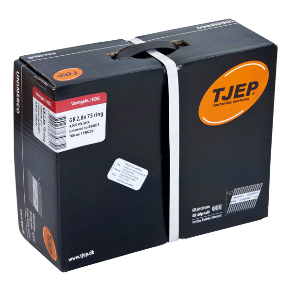 TJEP GR 28/75 Stripnagel D-Kop Ring 34° Thermisch Verzinkt, Jumbobox