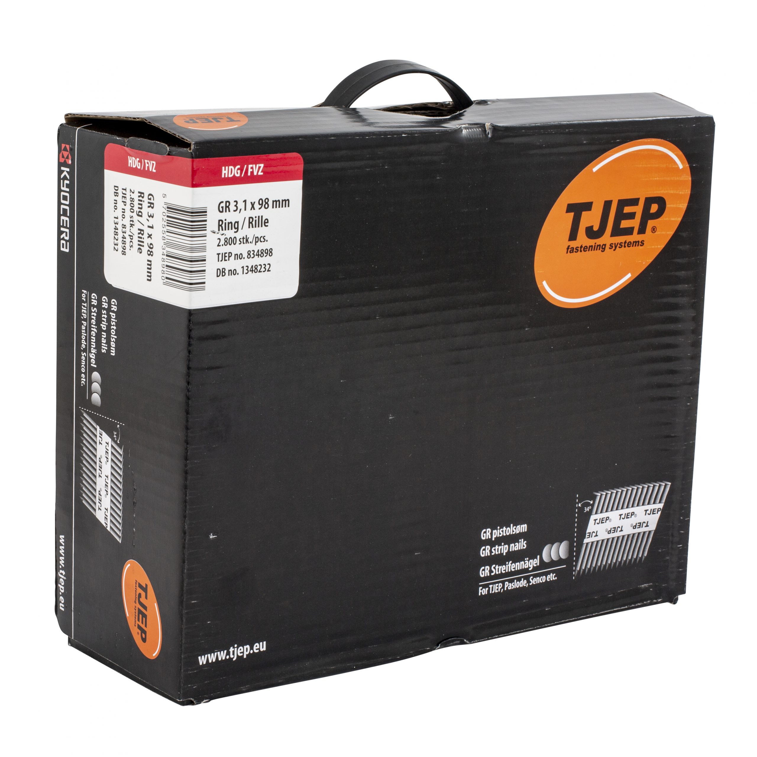 TJEP GR 31/98 Stripnagel D-Kop Ring 34° Thermisch Verzinkt, Jumbobox