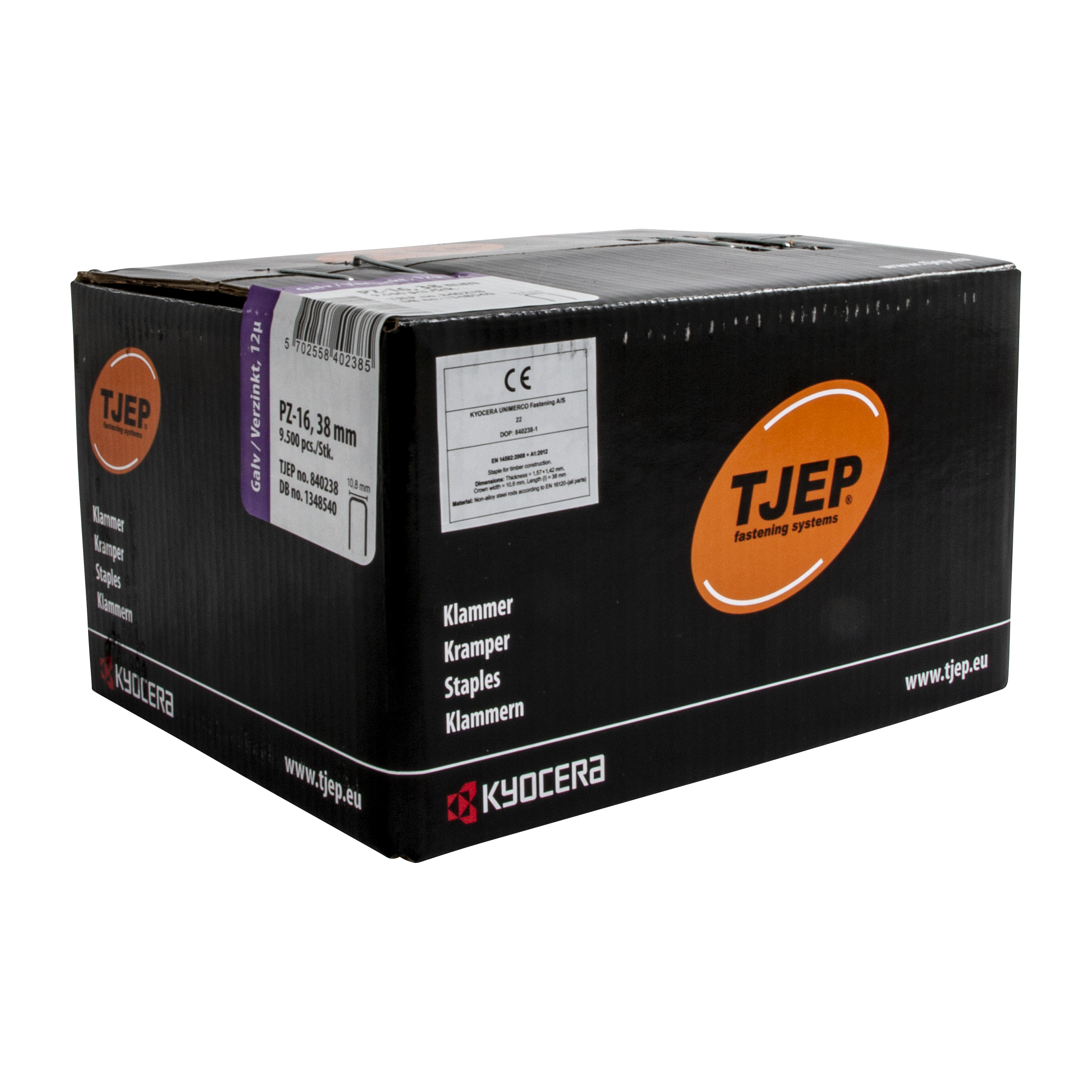 TJEP PZ-16 Bouwkrammen L: 38 mm B: 10,8 mm Verzinkt 12µ Geharst