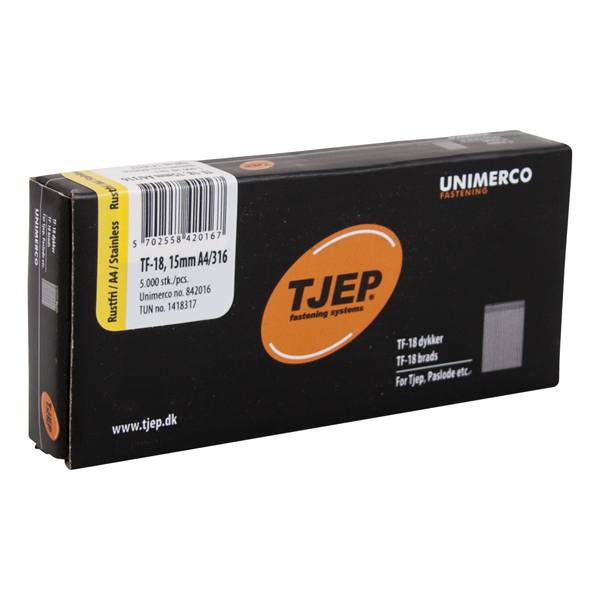 TJEP TF-18 Mini-Brads 15 mm 0° RVS A4