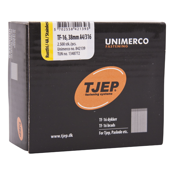 TJEP TF-16 Brads 38 mm 0° RVS A4